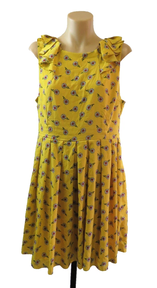 DANGERFIELD Women Size 14 L Dress Floral Sleeveless Fit Flare Pleated Retro Work - image 4 of 4