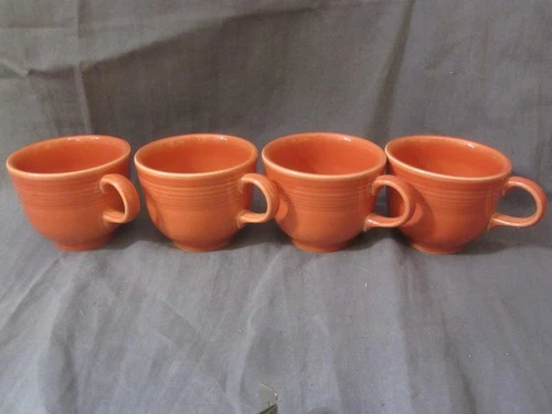 Lot of 4 Homer Laughlin Fiesta Ware Persimmon Coffee Tea Cups