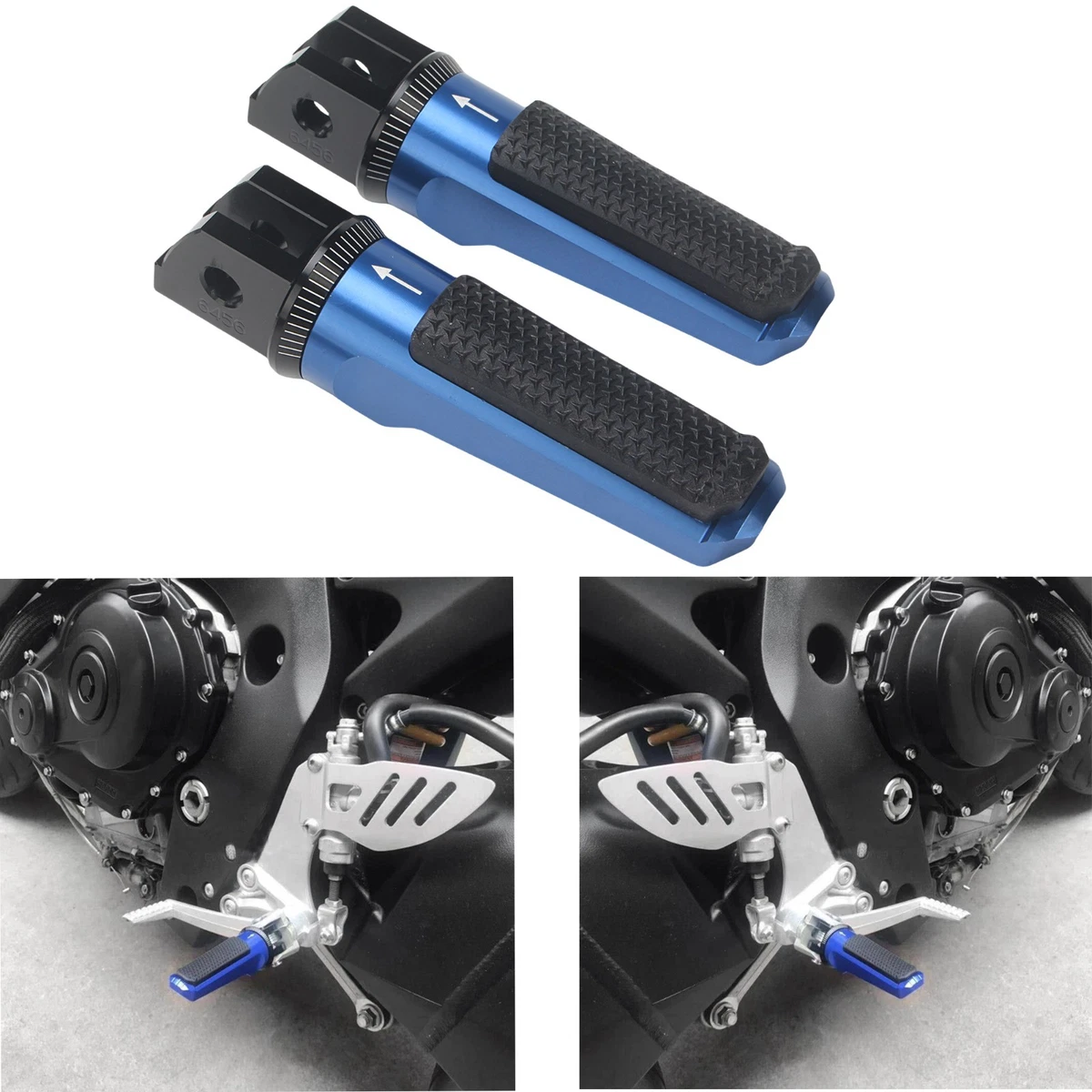 Pedane Regolabili In Alluminio CNC Per Yamaha MT-09 / FZ-09 2014-2019 - Colore Titanio
