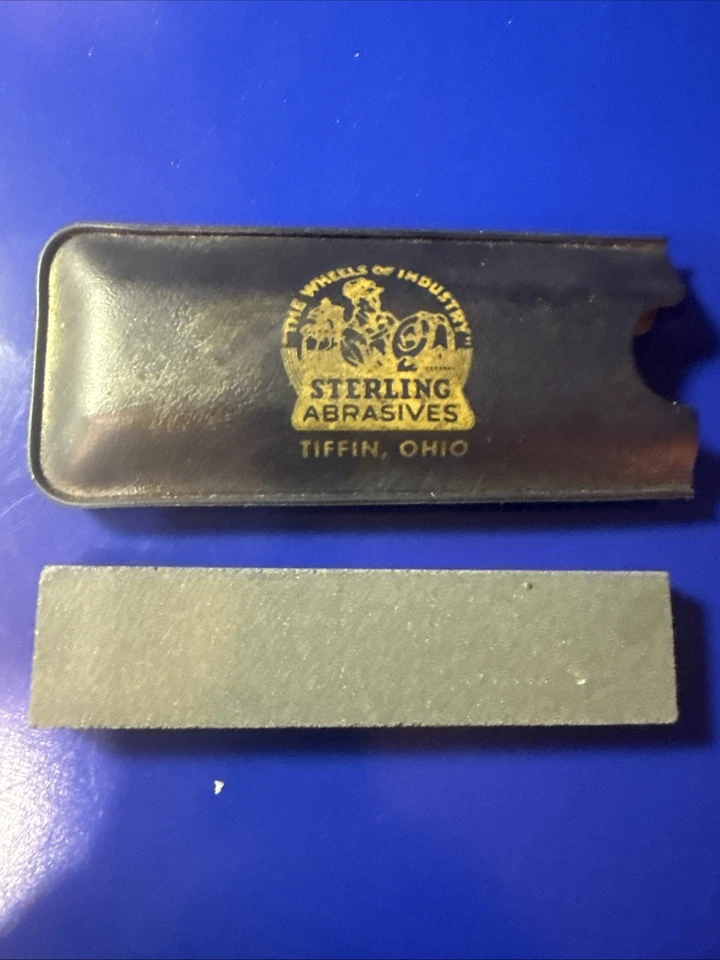 Estuche de cuero de piedra de afilar de bolsillo abrasivo de colección Tiffin, Ohio EE. UU.... Foto 3 de 4