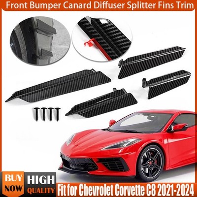 Front Bumper Side Canards Guards For Corvette C8 Stingray Z51 C8R HTC 2020-2024