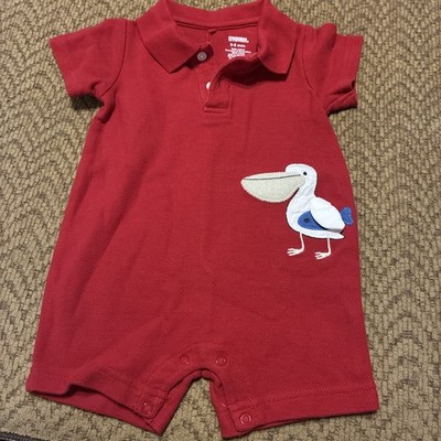 Gymboree Boys Red Romper Polo Shirt Short Sleeve Outfit Size 3-6 Months/Red