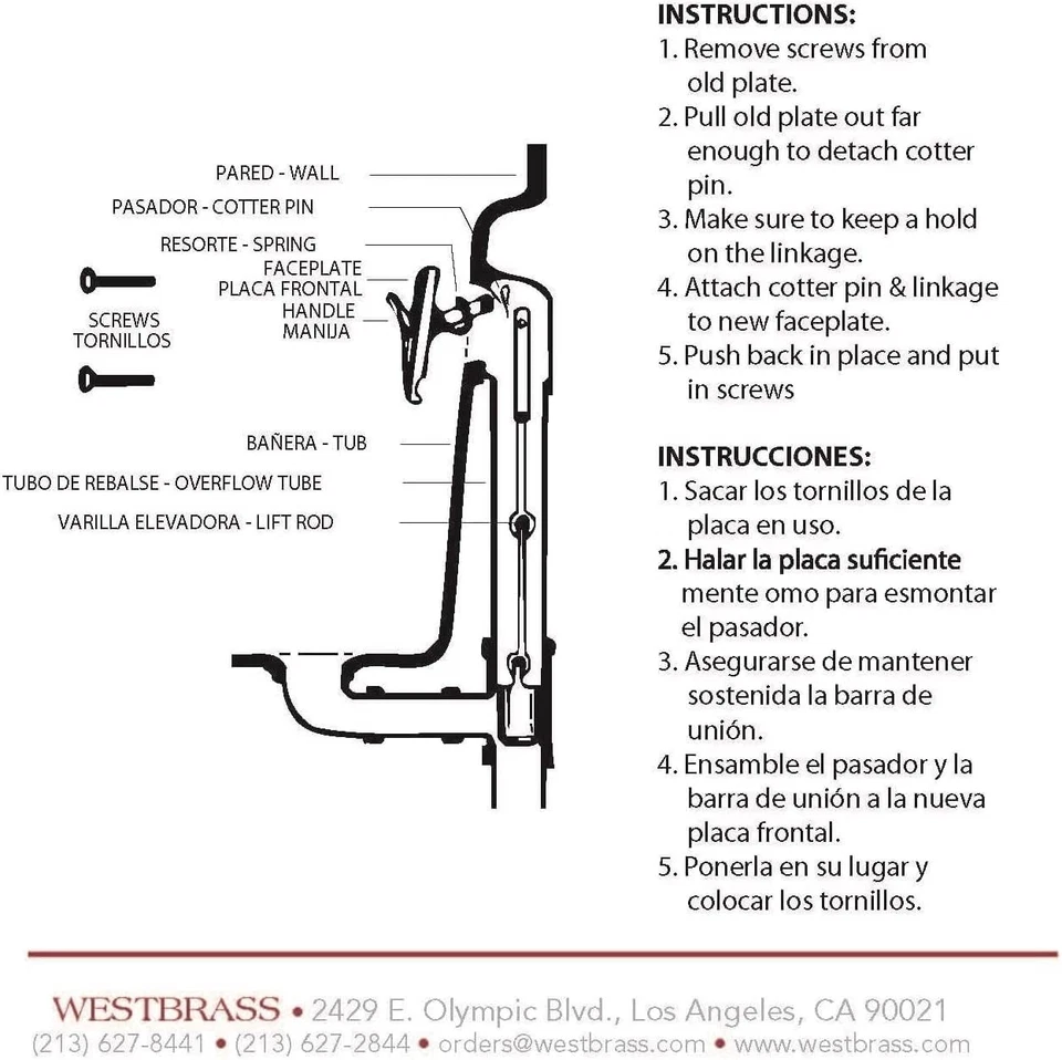 Westbrass A92-26 3-1/8" Trip Lever Bathtub and Shower 1 Pack, Polished Chrome  - Image 4 of 4