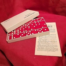 VTG PUREMCO DOMINOES dominos Standard Marblelike Full Set Red Waco Texas 3-C 616