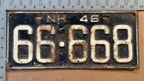 1946 New Hampshire license plate 66668 YOM DMV Ford Chevy Dodge 23351