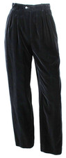 YVES SAINT LAURENT Vintage Black Velvet Pleated Front Wide-Leg Pants 36