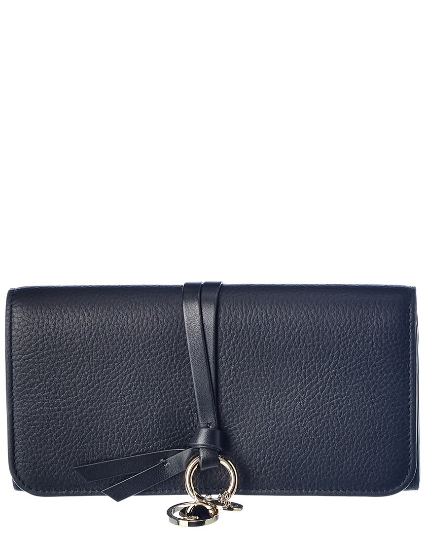 Кожаный континентальный кошелек Chlo Alphabet женский черный 91990₽