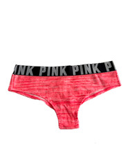 Victoria's Secret PINK Logo Cheekster Panty Coral Marl Wide Band