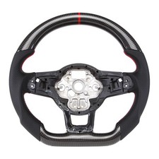 Carbon Fiber Flach Sport Lenkrad Fit VW Golf MK7 MK7,5 R R-Line GTI 15-19 Rot
