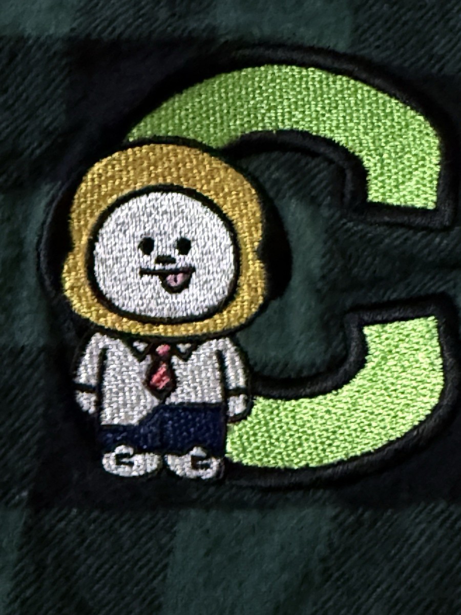 BT21 x Hunt CHIMMY Pajama Set SMALL Green Flannel Gingham Check