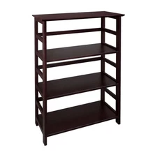 Casual Home Etagere Bookcase 42" Espresso Wood 4-Shelf Tip-Resistant Hardware