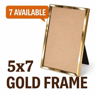 Vintage Gold Tone 5x7 Picture Frame Easel Back Tabletop Brass Look Decor