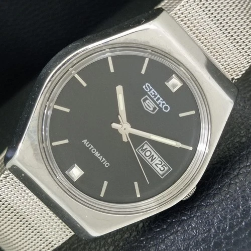 AUTOMATIC 6309A VINTAGE SEIKO 5 JAPAN MENS BLACK COLOR DIAL WATCH a701503-1