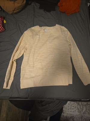 Amazon Essentials Women's Cream Tiger Stripe Crewneck Sweatshirt Size L