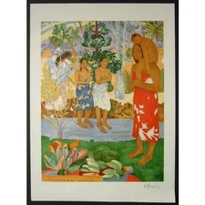European Print Lithograph Gauguin "Mary, I Greet You" 55X75cm