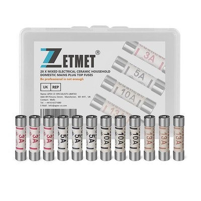 28 x gemischte BS1362 Elektro Keramik Haushalt Haushaltsnetzstecker Top Sicherungen... 