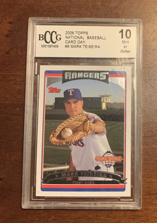 2006 Topps National Baseball Card Day Mark Teixeira #8 BCCG 10