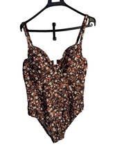 Kona Sol Women's One Piece Underwire Multi Floral Brown Size XL