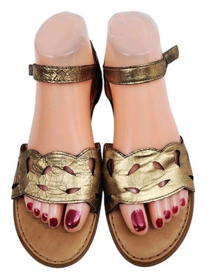 Born Women's Gold Metalli Ankle Strap Leather Sandals Women's Size 7