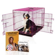 PET Expressions Luxury Colorful 36 Inch Foldable Dog Crate with 2 Doors  Fre...