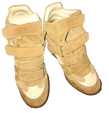 Isabel Marant BEKETT Hidden Wedge Beige Suede Wila Sneakers SZ 36