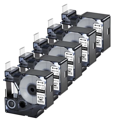 GREENCYCLE 5PK 1805443 IND Heat-Shrink Tube For DYMO Rhino 6000 White Label Tape 24mm