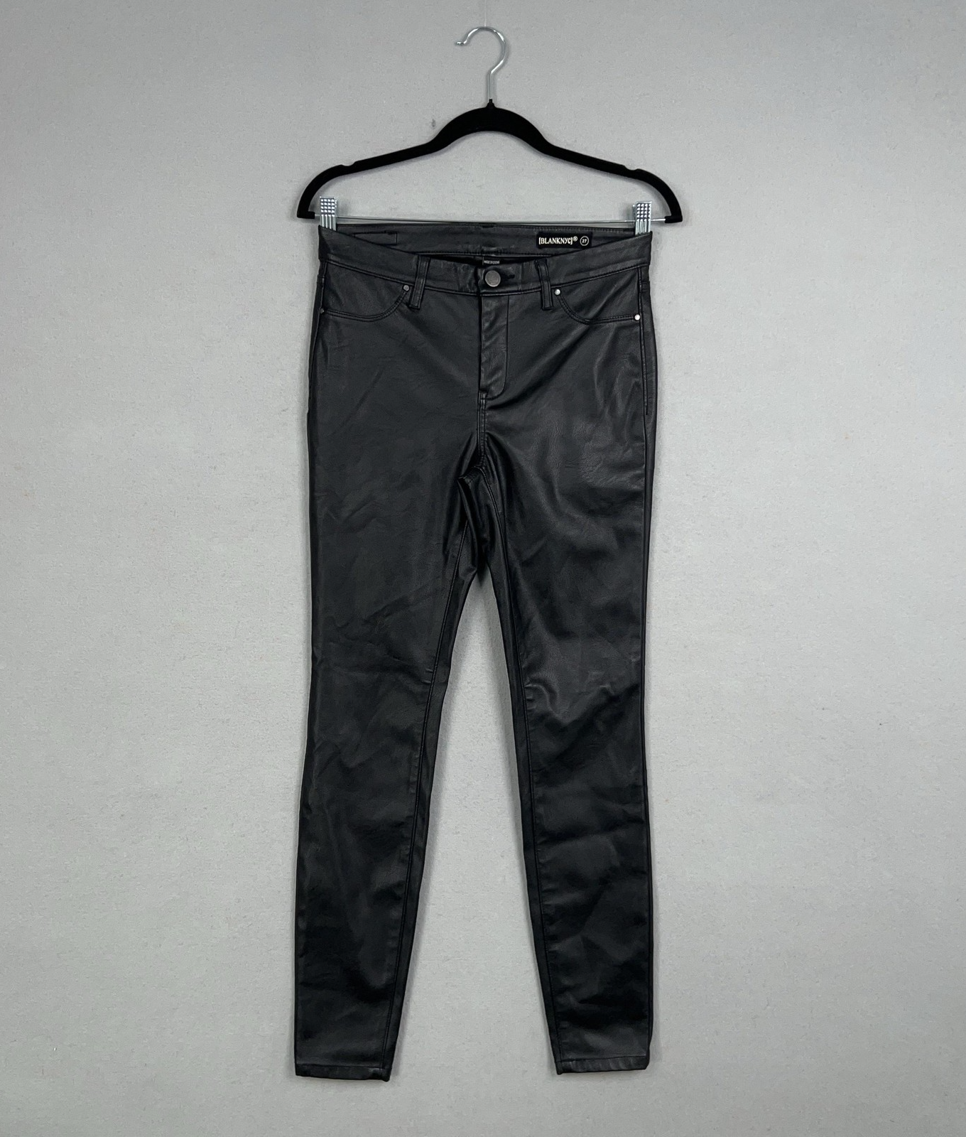 BLANKNYC Pants Womens 27 Black Faux Leather Coated Skinny Jeans Goth Edgy Rock