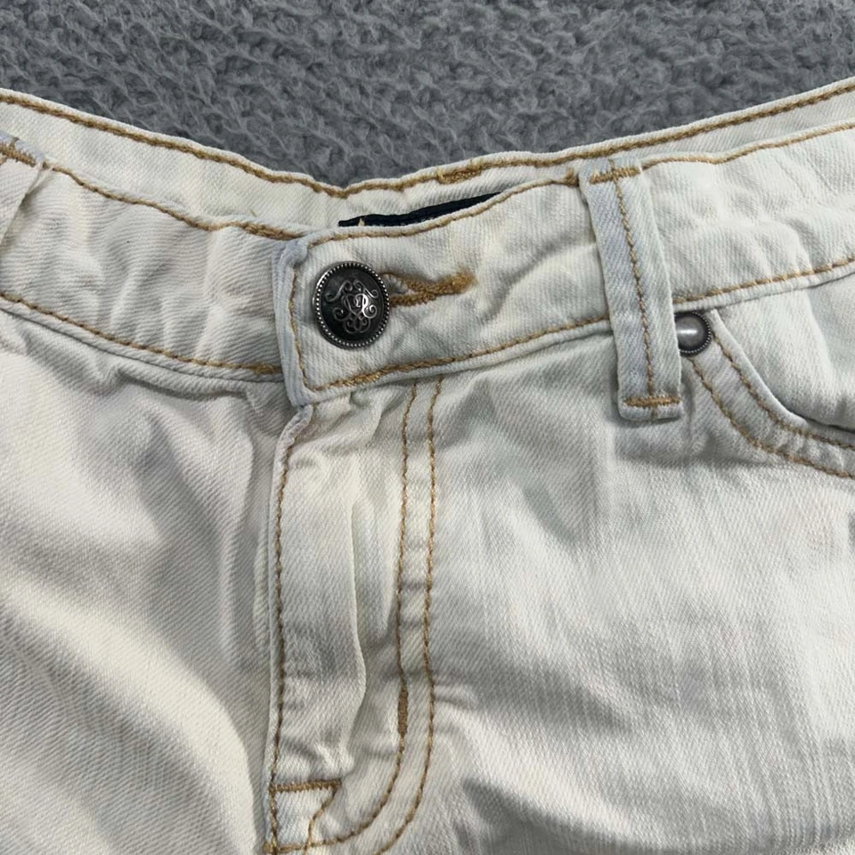 Jessica Simpson Shorts Womens 29 (32X5) Jeans Denim White Gold Stitched - Image 2 of 4