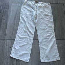 Juicy Couture USA Made 100% Linen Wide Leg Drawstring Pants White Women's M Y2K