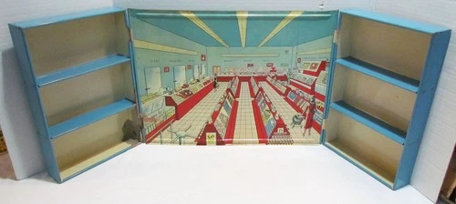 WOLVERINE TIN LITHO SUPER SERVICE MARKET TOY GROCERY STORE VINTAGE 1930's or 40s
