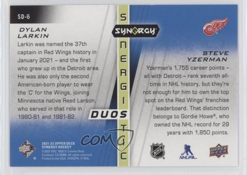 2021 Synergy Synergistic Duos Stars and Legends Dylan Larkin Steve Yzerman HOF - Picture 2 of 7