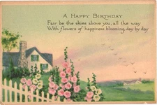 A Happy Birthday Fair Be the Skies Above You Greetings Vintage Postcard