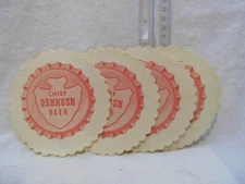 CHIEF OSHKOSH 5" DIA N.O.S. PAPER COASTERS~LOT OF 5