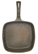 Vintage Cast Iron 9.25in Square Skillet Griddle Pan, Made in USA, UNCLEANED