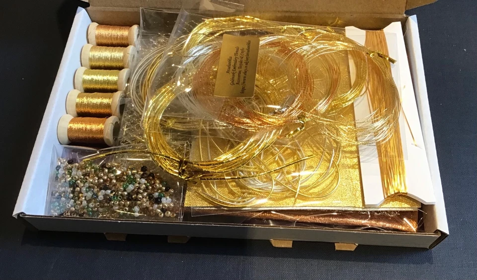 GOLDWORK EMBROIDERY MATERIALS STARTER BOX. NEW BIGGER BOX OVER 40 m EXTRA THREAD - Image 3 of 4