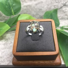 Polished Synthetic Gemstone Silver-Tone Ring Free Ship New Size 8 6923