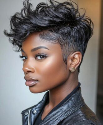Short Curly Lace Front Wigs Pixie Cut Wigs with Side Bang 4x4 Lace Closure Wigs