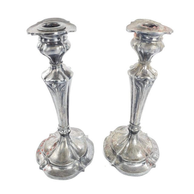 Antique Pair PAIRPOINT Quadruple Silver Plate Candlestick Holders eBay