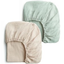 Konssy 2 PCS Muslin Fitted Crib Sheets 100 Cotton Baby Crib Sheets for Stand...