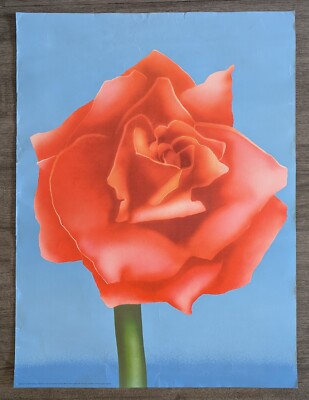 Vintage 1972 Adrian George Big Rose Poster Pop Art Floral 70s Retro Print
