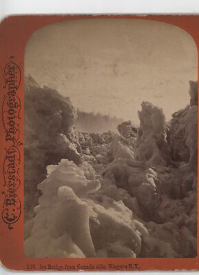 Ice Bridge from the Canada Side Niagara Falls NY Bierstadt Stereoview c1880