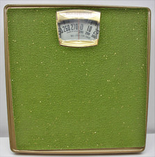 VTG Hanson Bathroom Scale Gold  Olive Green w Textured/Speckle Foot Pad USA NOS