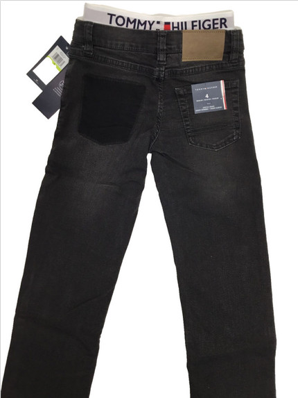$54.50 Tommy Hilfiger, Boys Logo-Stripe Waist Jeans, Dark Gray, 4