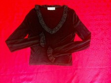 Dolce & Gabbana Black With Silver Ruffles Accents Sexy Sweater Top IT 42 US 6 