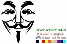 Guy Fawkes Anonymous V For Vendetta Vinyl Decal Sticker Car Window Bumper 10"