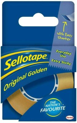 2 x Sellotape Original Golden Clear Tape Extra Easy Tear 18mm x 25m.