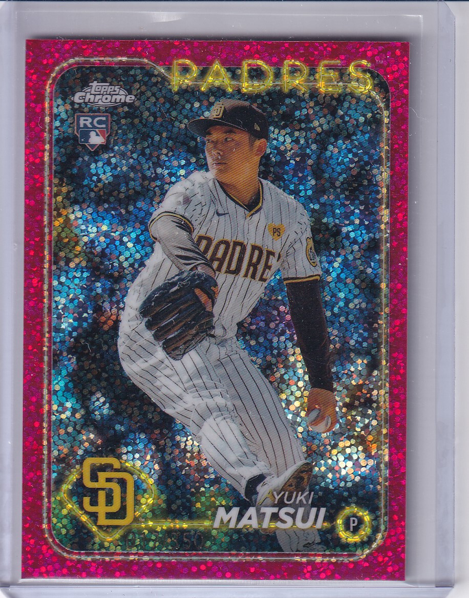 2024 Topps Chrome Magenta Speckle Refractor Yuki Matsui - Padres RC 17/350 #116