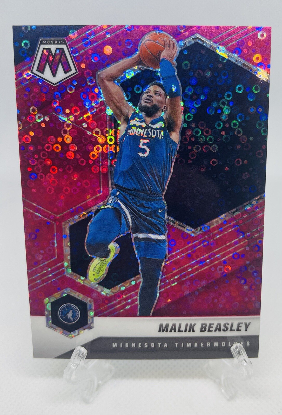 2020-21 Panini Mosaic Malik Beasley Prizm 20/20 No.162 Pink Disco Timberwolves!!
