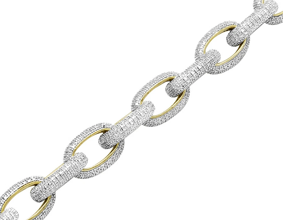Brazalete de eslabones entrelazados de diamantes genuinos de 11 mm de oro amarillo de 10 quilates para hombre 6,1 quilates 8" Foto 2 de 3