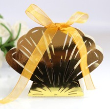 100X Sea Shell Laser Cut Wedding Party Favour Candy Gift Boxes - Many Colours